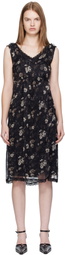 R13 Black Sleeveless V-Neck Midi Dress