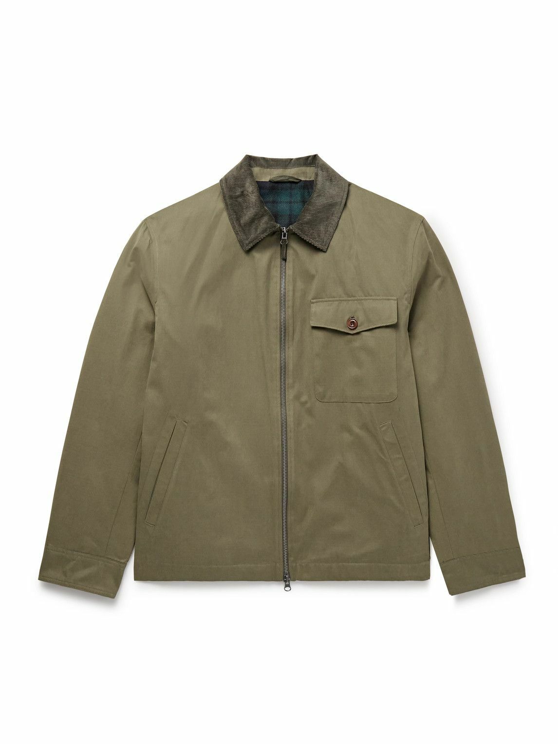 Hartford - Daren Cotton-Corduroy Trimmed Canvas Jacket - Green