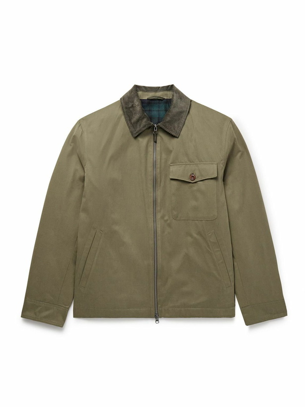 Photo: Hartford - Daren Cotton-Corduroy Trimmed Canvas Jacket - Green