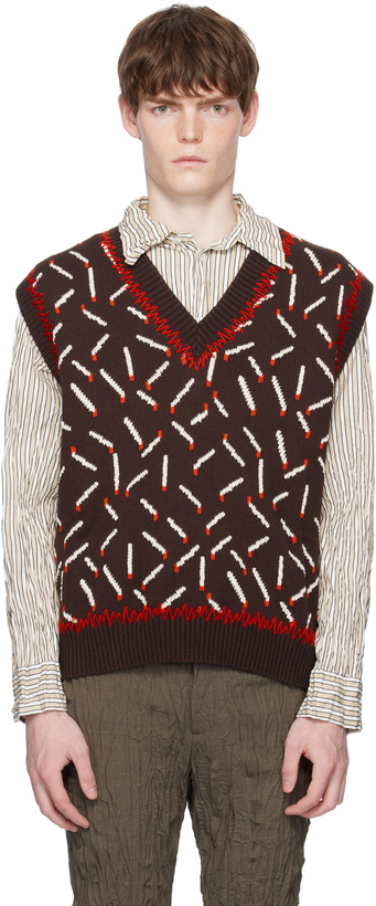Photo: Bottega Veneta Brown Cotton Jacquard Matches Vest