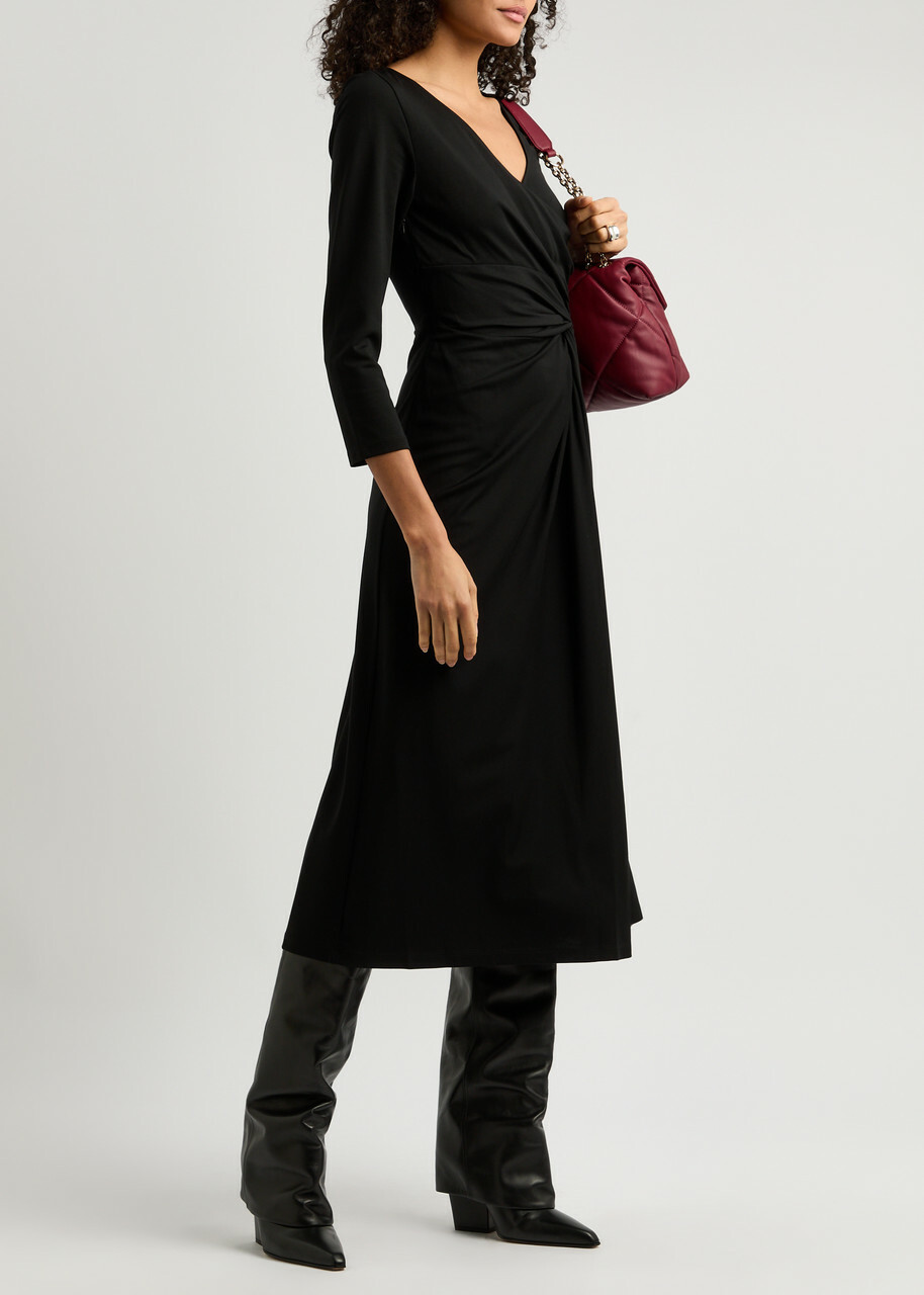 Diane Von Furstenberg Shiri Knotted Jersey Midi Dress Black Diane von  Furstenberg