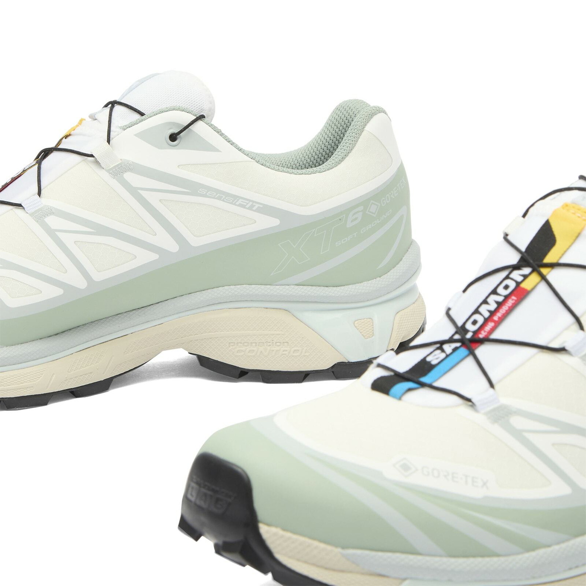 Salomon XT-6 GTX Sneaker in White/Green Milieu/Ice Flow