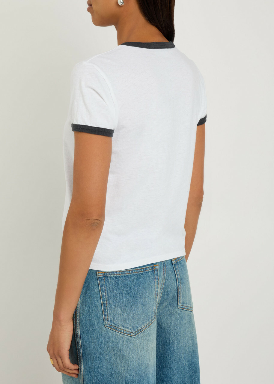 Mother Lil Goodie Ringer Logo-print Cotton T-shirt White