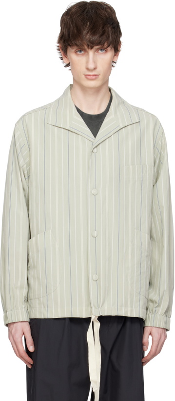 Photo: DOCUMENT Khaki Cotton Striped Coach Jacket