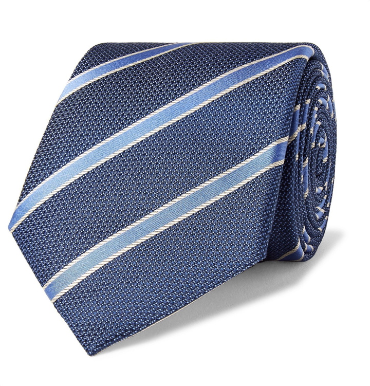 Photo: Canali - 8cm Striped Silk Tie - Blue