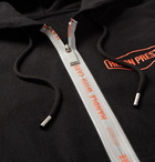 Heron Preston - Reflective-Trimmed Logo-Print Loopback Cotton-Jersey Zip-Up Hoodie - Black