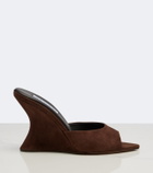 Aquazzura Bisous Wedge suede mules