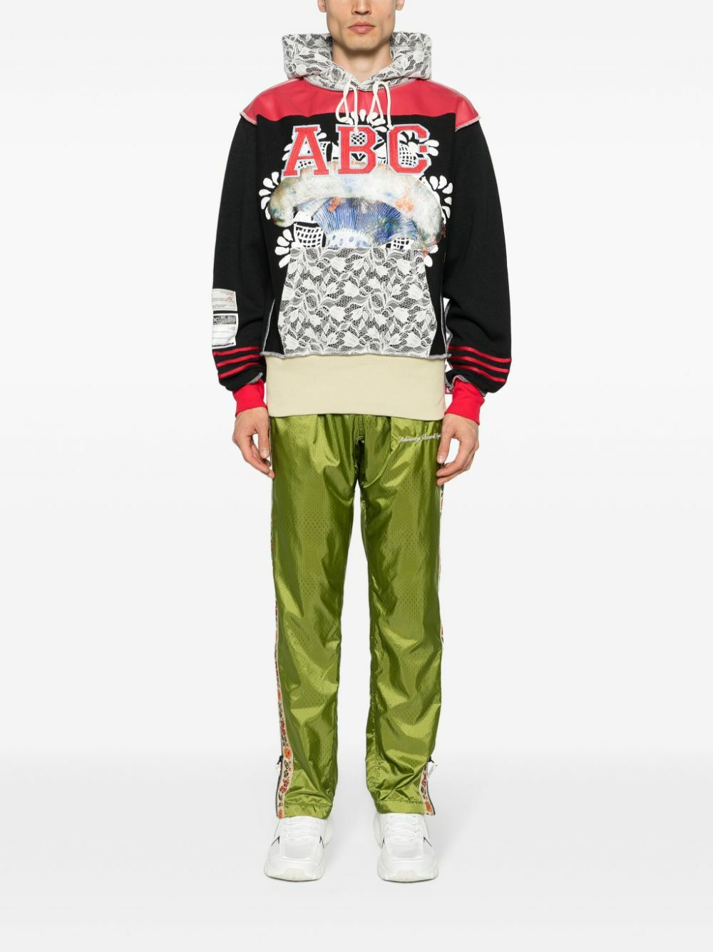 Advisory Board Crystals Green Side Stripe Detailing Chiffon Effect Track Pants