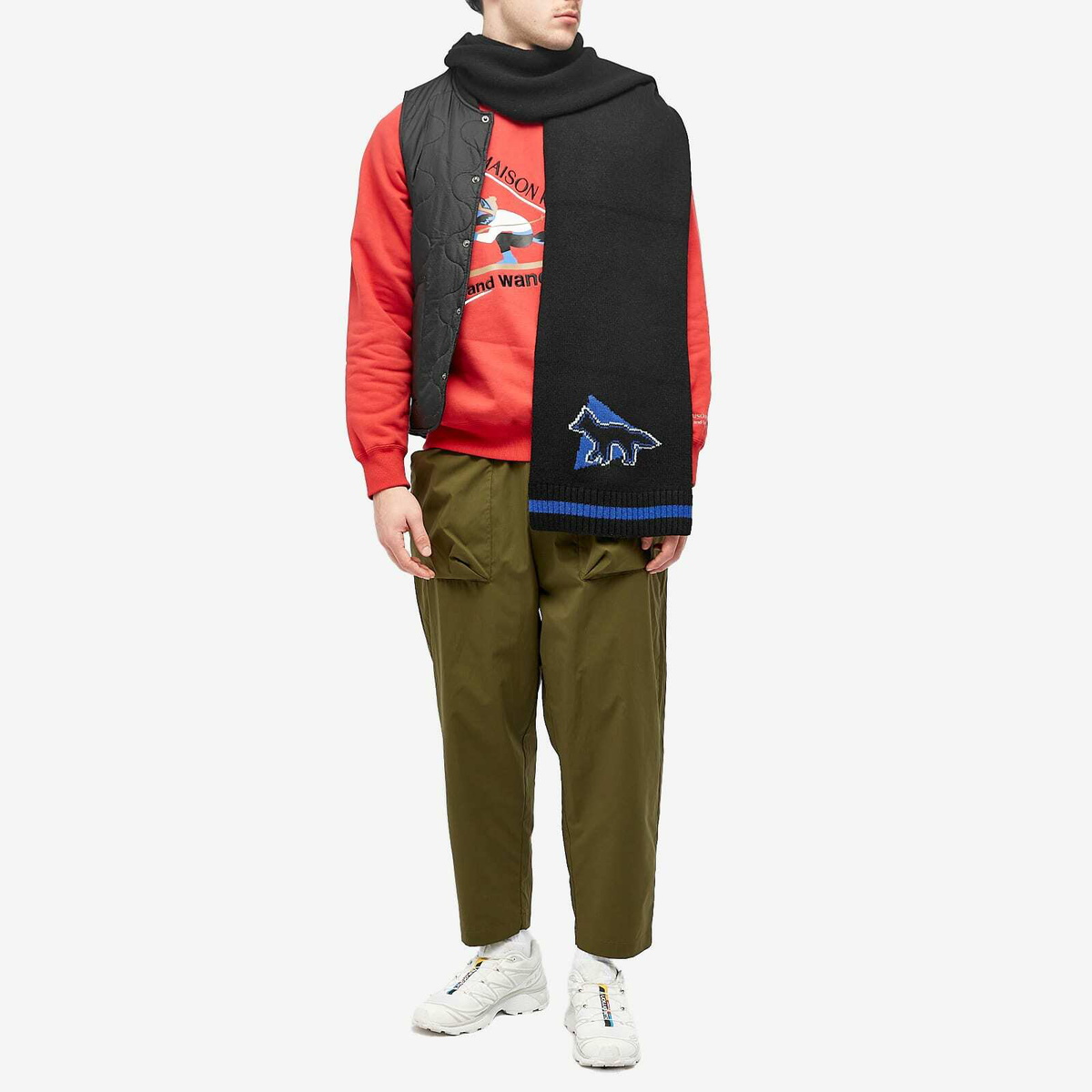 大特価 Maison x Men's Wander And Kitsuné Wander and Black in Stole Knit 小物