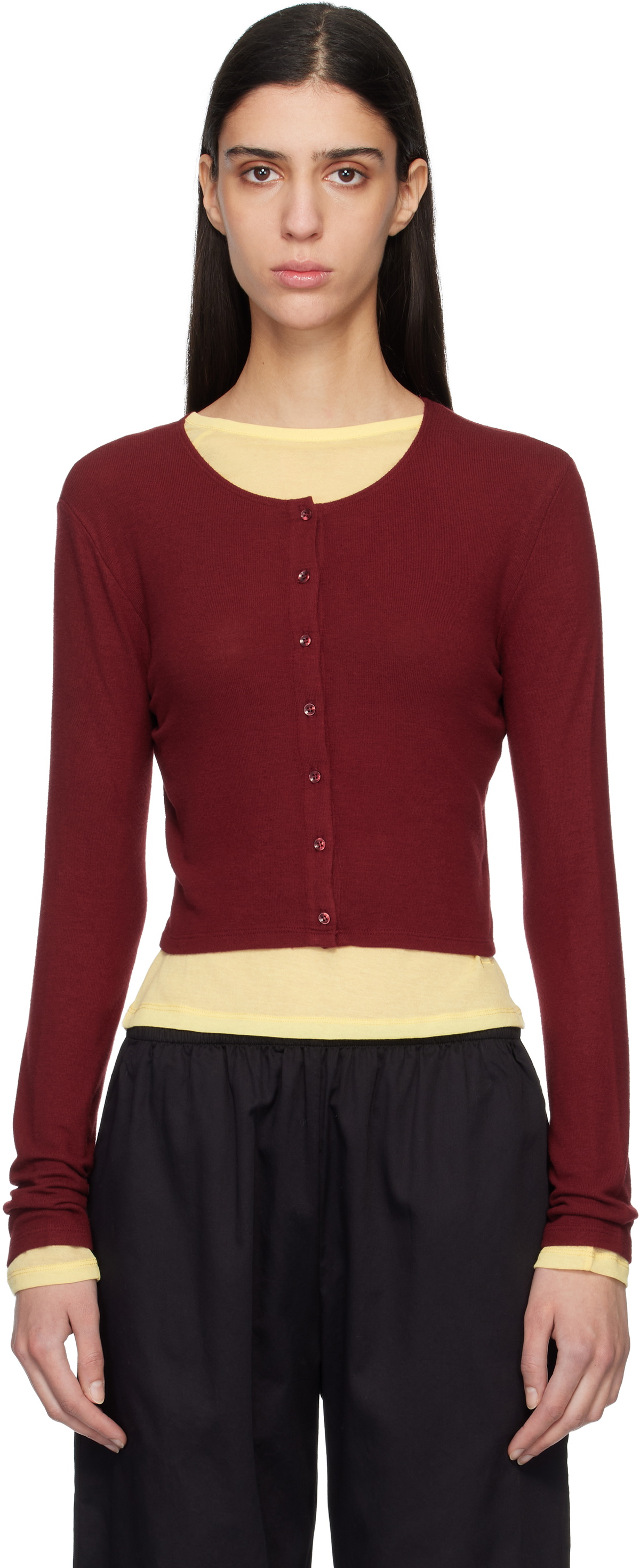 LESET Red Lauren Crop II Cardigan