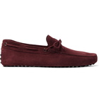 TOD'S - Gommino Suede Driving Shoes - Burgundy