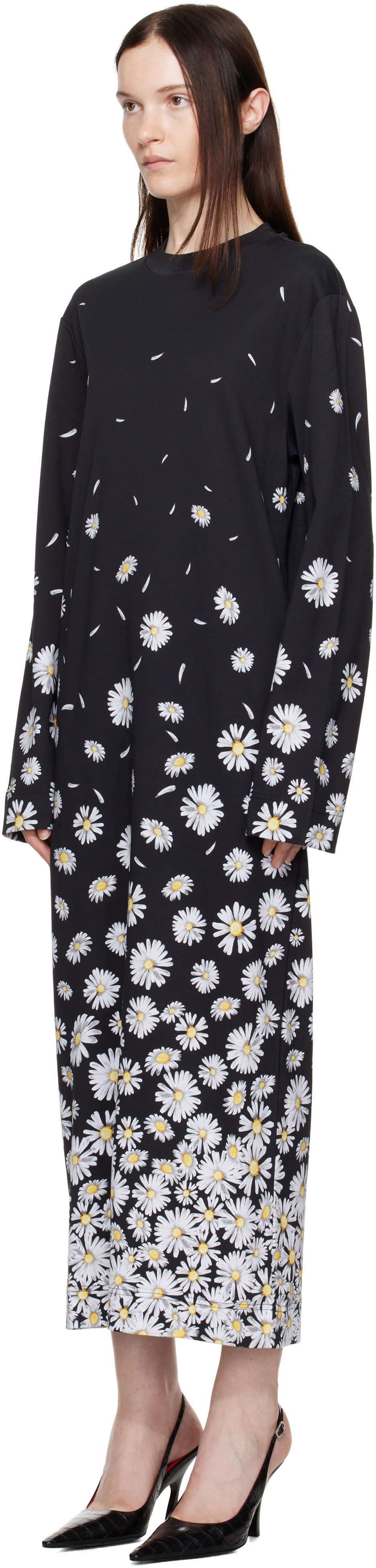 Moschino Black Interlock Daisy Degrad Maxi Dress Moschino Moschino Black Interlock Daisy Degrad Maxi Dress Moschino