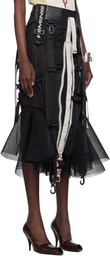 Junya Watanabe Black Multi Fabrics Mix Midi Skirt
