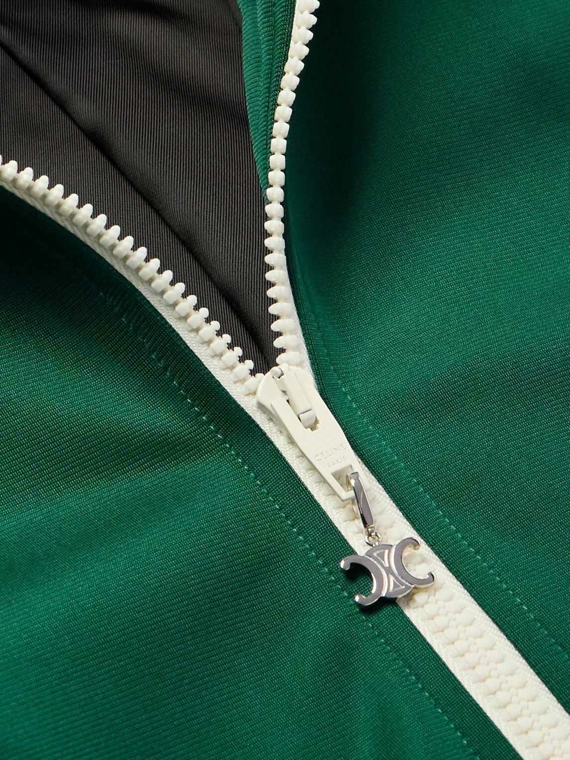 CELINE - Striped Logo-Embroidered Jersey Track Jacket - Green Celine