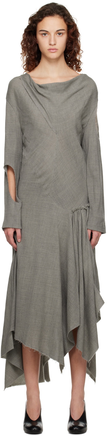 Niccolo Pasqualetti Gray Apertura Maxi Dress