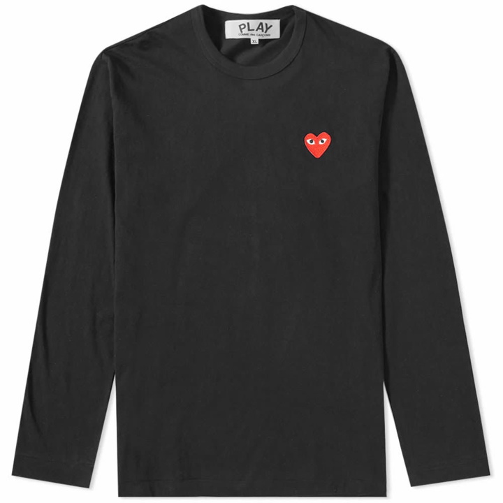 Photo: Comme des Garcons Play Long Sleeve Basic Logo Tee Black & Red