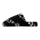 Balenciaga Black and White Faux-Fur Home Slippers