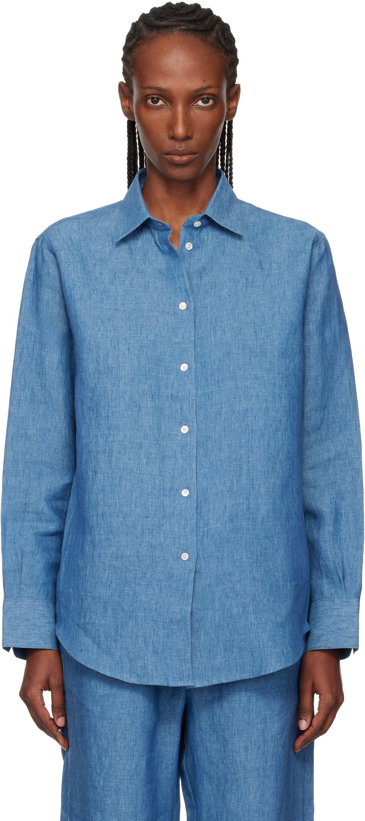 Róhe Blue Classic Chambray Shirt