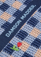 Damson Madder Checked Raffia Tote bag - Navy - One Size