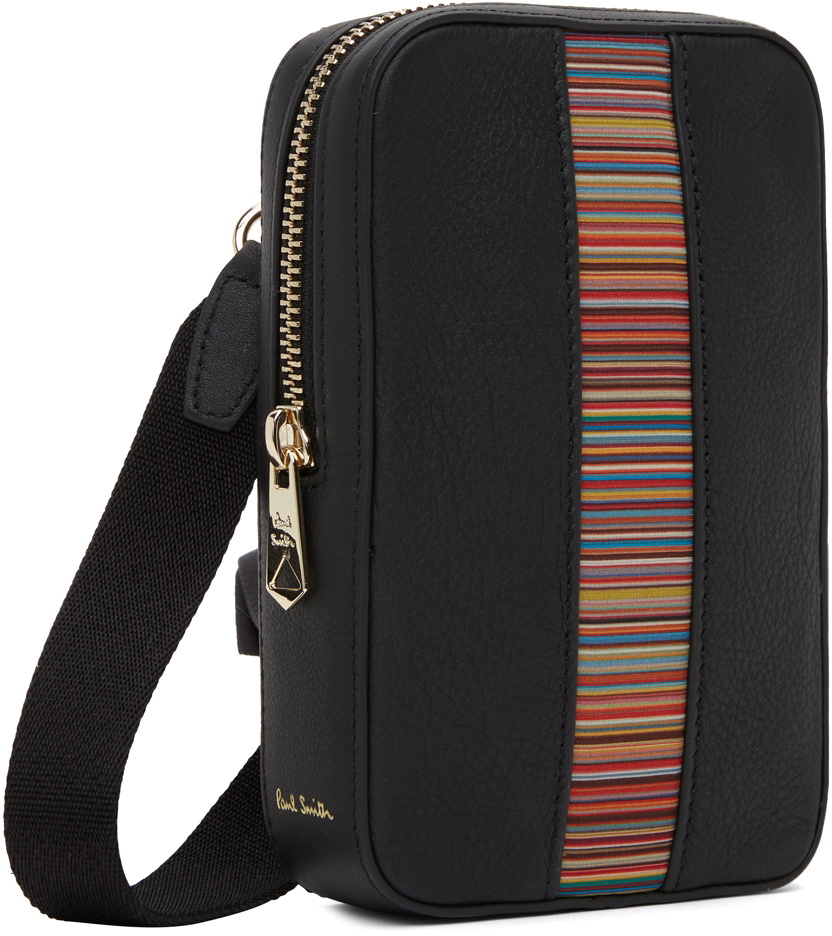 Black Cross-Body Bag With Signature Stripe Panel