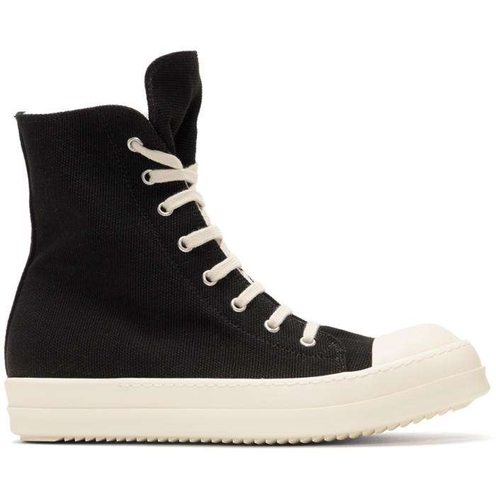 Photo: Rick Owens Drkshdw Black Embroidered High-Top Sneakers
