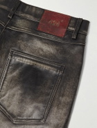 424 - Slim-Fit Straight-Leg Leather Trousers - Black