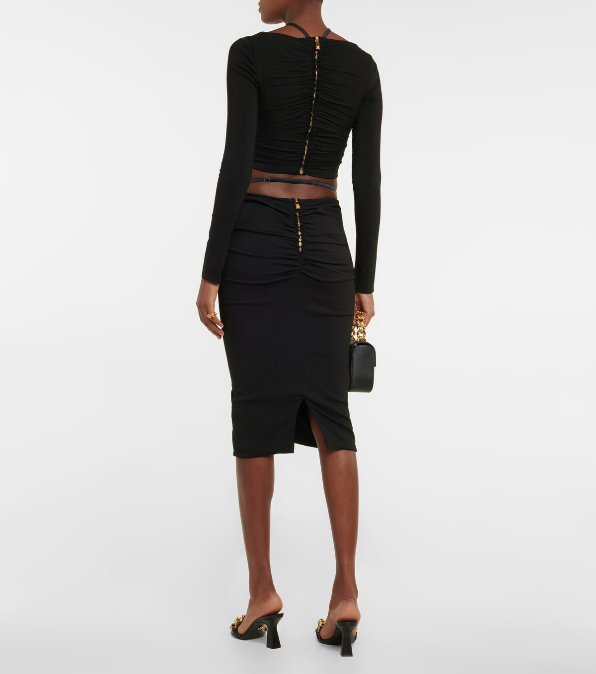 Versace Women's Stretch Viscose Midi Skirt Black