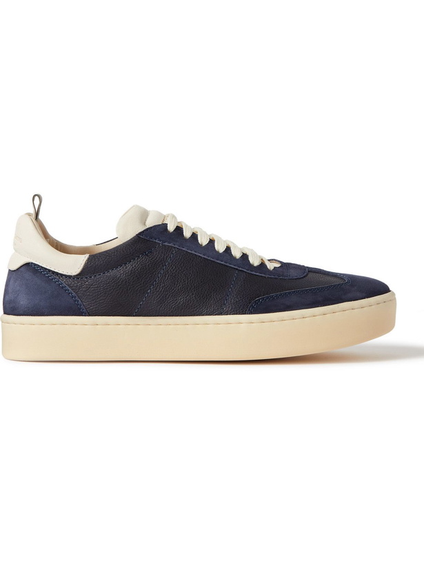 Photo: Officine Creative - Kombined Suede-Trimmed Leather Sneakers - Blue