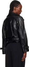 Nour Hammour Black Hatti Cropped Leather Jacket
