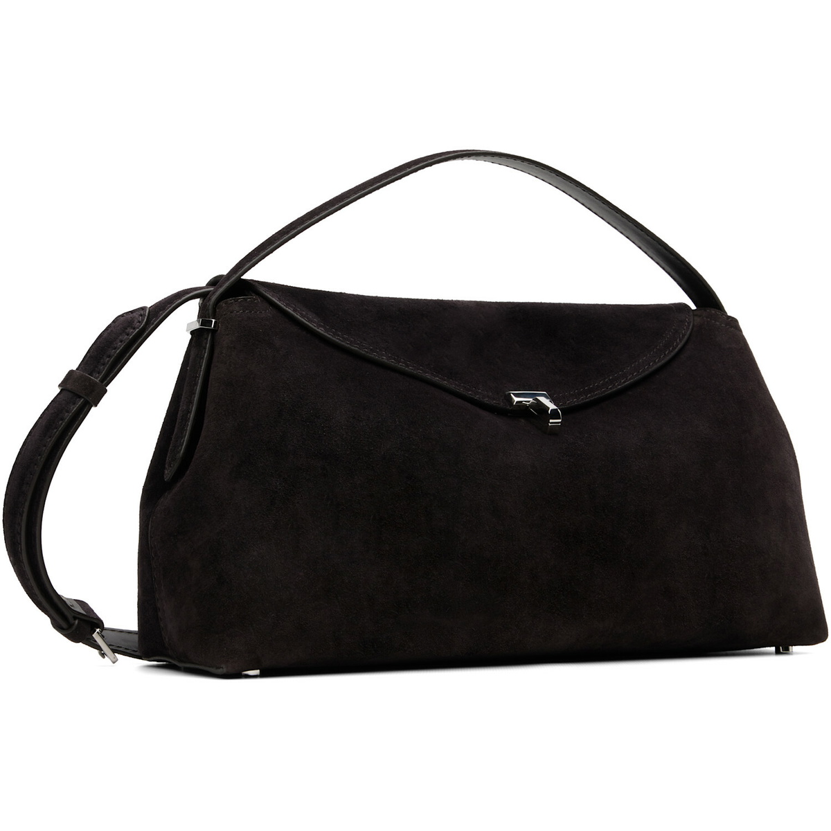 TOTEME Brown T-Lock Suede Top Handle Bag