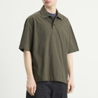 MHL by Margaret Howell Men's Offset Placket Polo in Mole