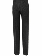 Etro - Tapered Metallic Virgin Wool-Blend Tuxedo Trousers - Black