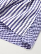 Universal Works - Convertible-Collar Striped Cotton-Poplin Shirt - Blue