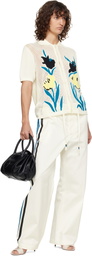 Marni Off-White Stripe Straight Leg Trousers