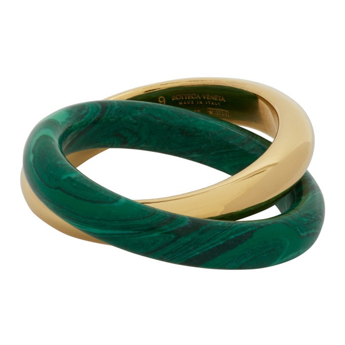 Photo: Bottega Veneta Green and Gold Double Ring