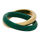 Bottega Veneta Green and Gold Double Ring