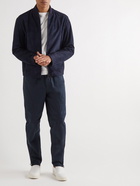 Giorgio Armani - Tapered Cotton-Twill Drawstring Trousers - Blue