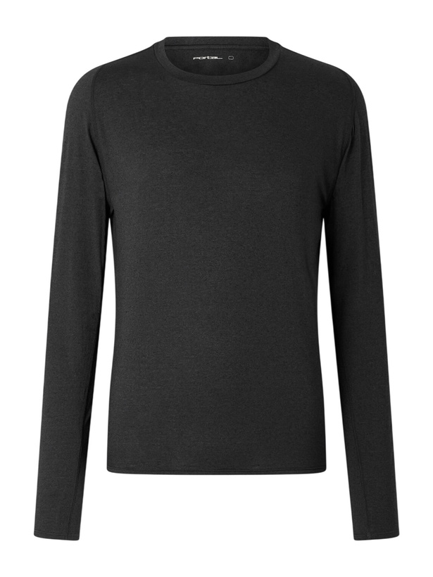 Photo: Portal - Drift Merino Wool-Blend Jersey T-Shirt - Black