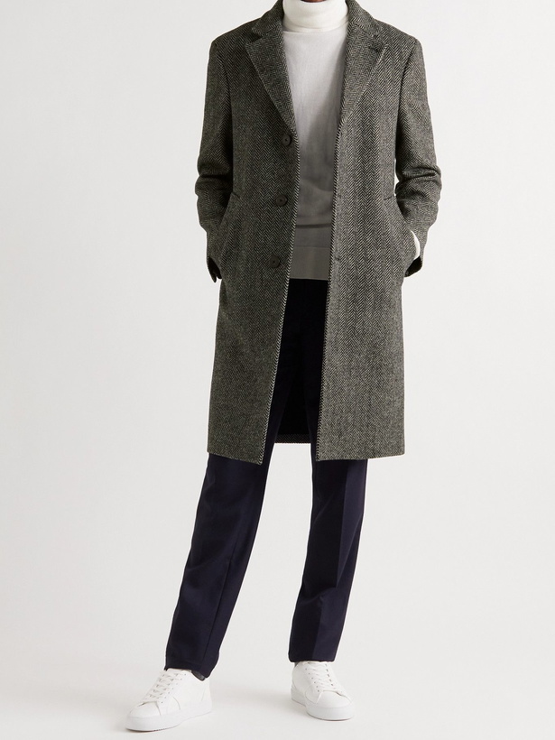 Photo: OFFICINE GÉNÉRALE - Jack Herringbone Virgin Wool Coat - Gray