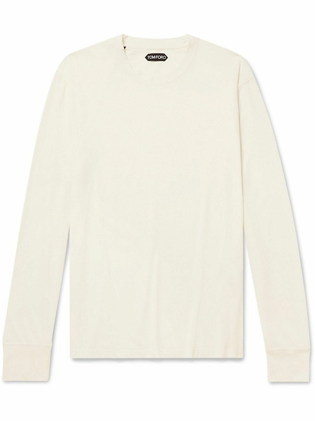 Photo: TOM FORD - Lyocell and Cotton-Blend Jersey T-Shirt - Neutrals