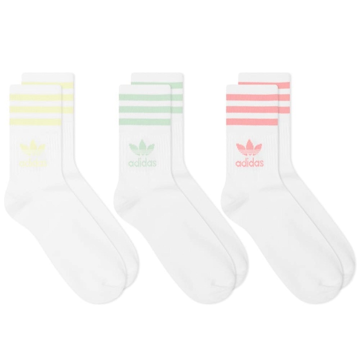Photo: Adidas Solid Mid Cut Sock - 3 Pack