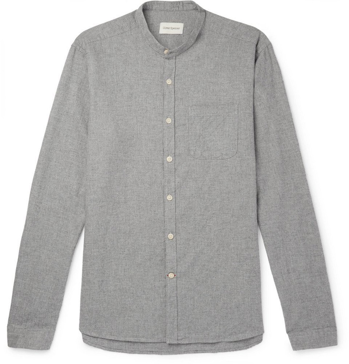 Photo: Oliver Spencer - Grandad-Collar Cotton Shirt - Men - Gray