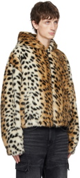 Givenchy Beige Leopard Faux-Fur Jacket