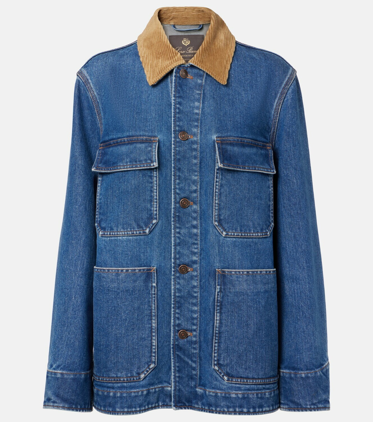 Loro Piana Corduroy-trimmed denim jacket