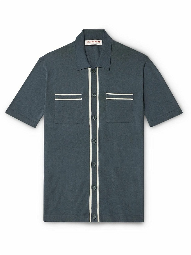 Photo: Orlebar Brown - Keeling Striped Cotton and Silk-Blend Polo Shirt - Gray
