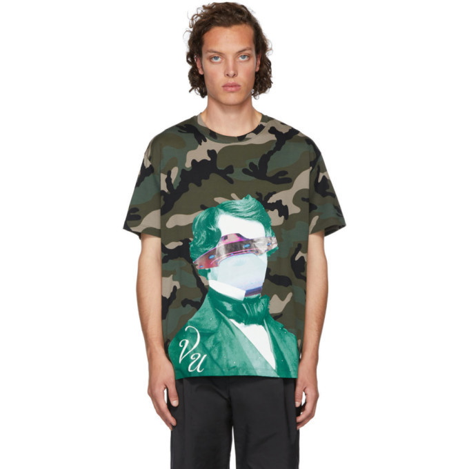 Photo: Valentino Green Undercover Edition V Face UFO Print T-Shirt