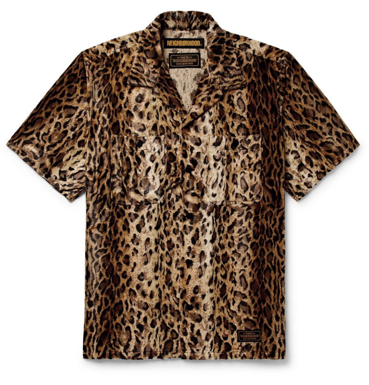 Photo: Neighborhood - Camp-Collar Leopard-Print Faux Fur Shirt - Leopard print