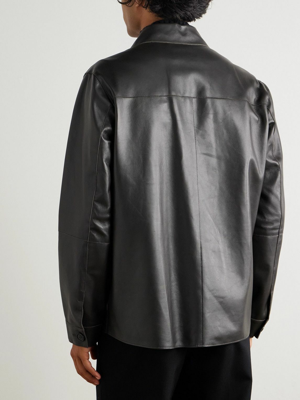 Incotex - Montedoro Leather Overshirt - Brown