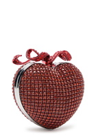 Self-portrait Heart Crystal-embellished Satin Clutch - Red - One Size