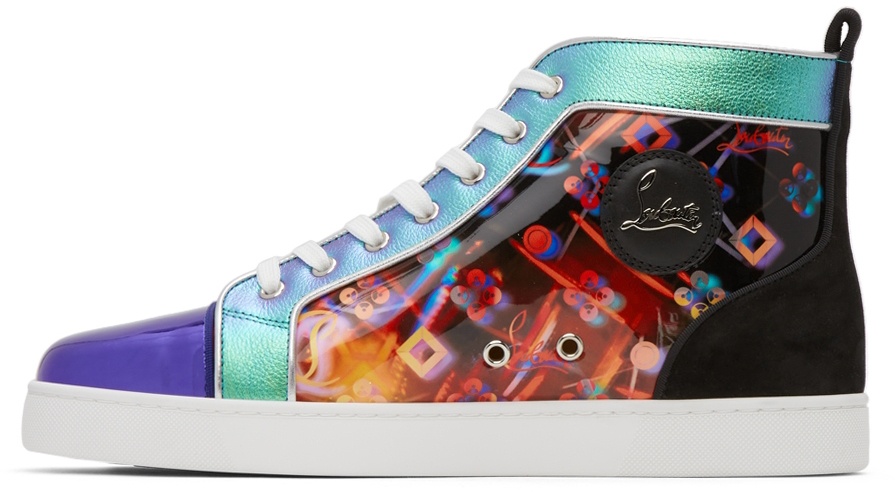 Christian Louboutin Multicolor Denim And Leather Louis Flat High Top  Sneakers Size 41.5 Christian Louboutin